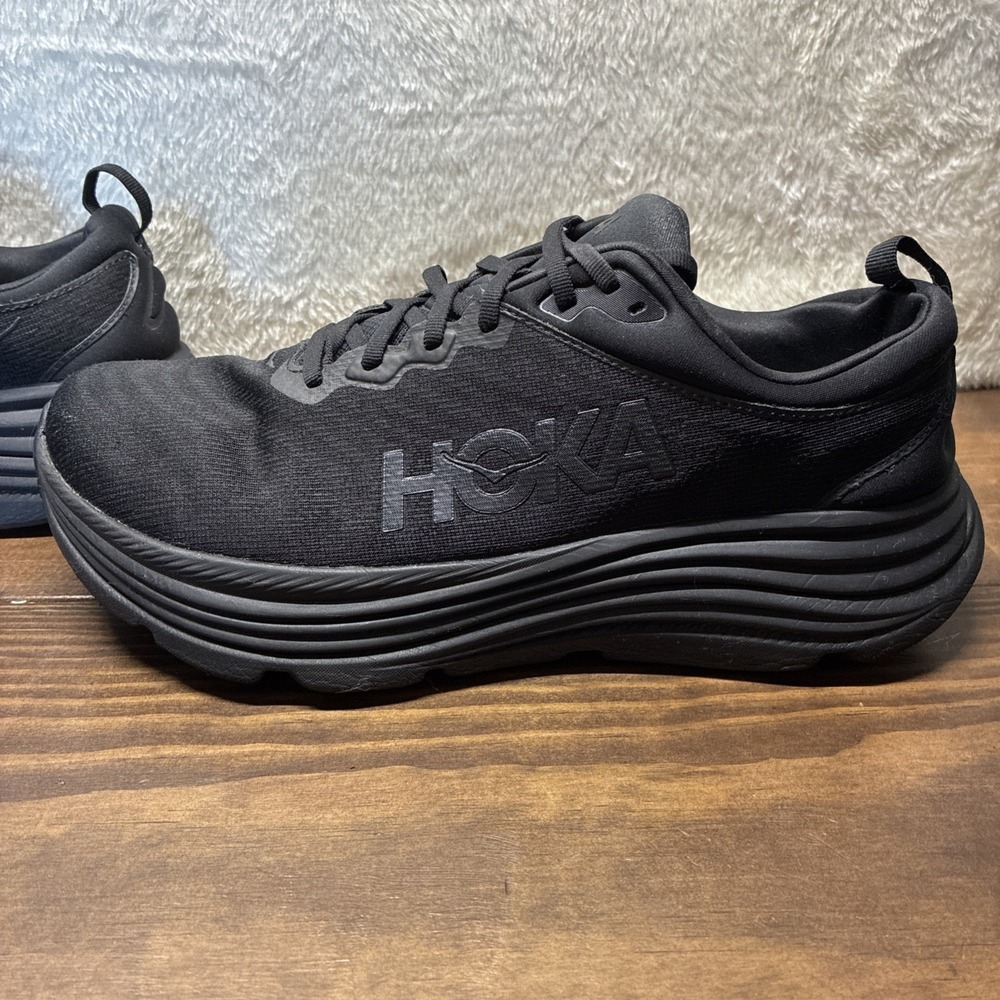 Hoka One Gaviota 5 Men's Size 12 2E Wide Triple Black Bblc Running Hiking Shoes - Picture 5 of 12
